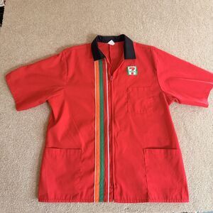 Vintage 70s 80s 7-11 7 Eleven Employee Uniform Full Zip Striped Shirt Angelica L